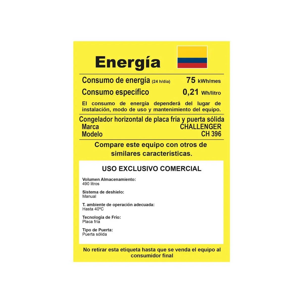 Congelador Horizontal Challenger 535 Litros Brutos Doble Puerta Blanco CH396