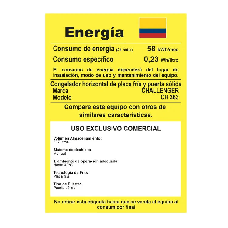 Congelador Horizontal CHALLENGER Dual 337 Litros CH363 Blanco