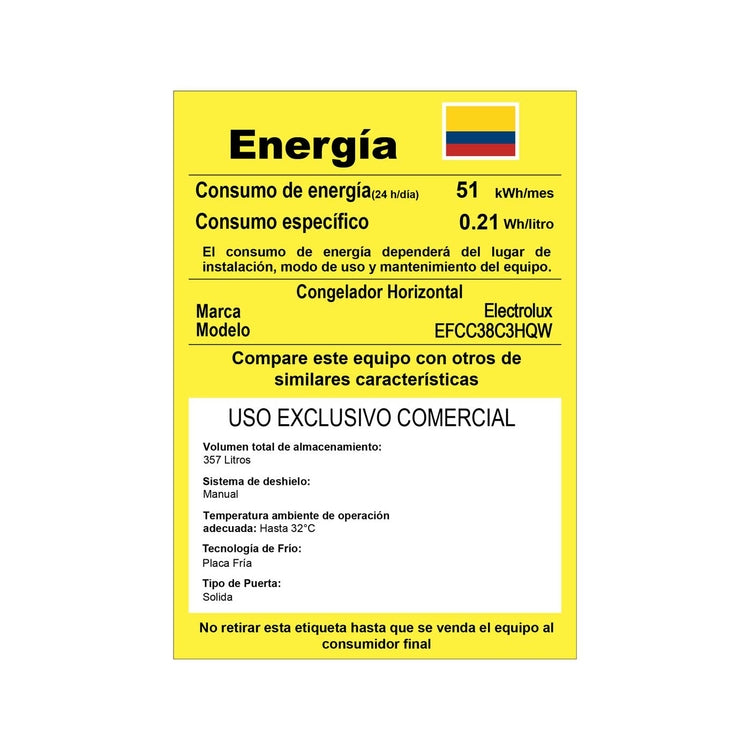 Congelador Electrolux 380 Lt Brutos Horizontal Frost LITROS NETOS 357